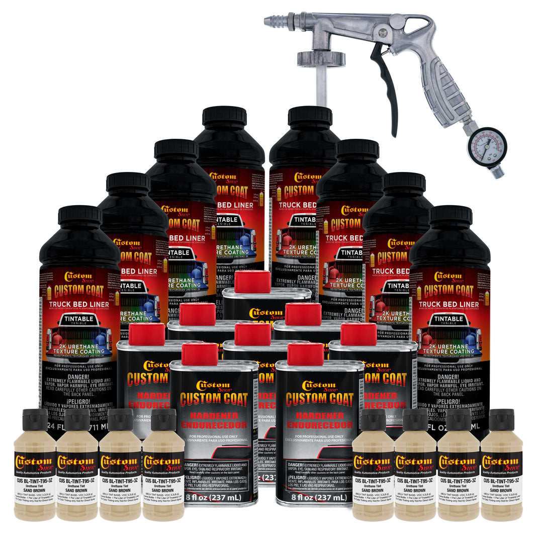Federal Standard Color #30277 Sand Brown T95 Urethane Spray-On Truck Bed Liner, 2 Gallon Kit with Spray Gun and Regulator