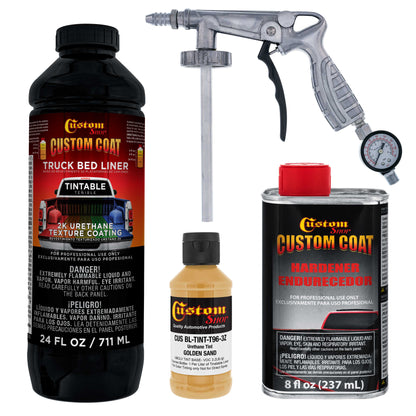 Federal Standard Color #30266 Golden Sand T96 Urethane Spray-On Truck Bed Liner, 1 Quart Kit with Spray Gun & Regulator - Textured Protective Coating