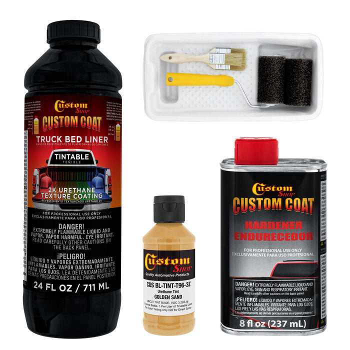 Federal Standard Color #30266 Golden Sand T96 Urethane Roll-On, Brush-On or Spray-On Truck Bed Liner, 1 Quart Kit with Roller Applicator Kit