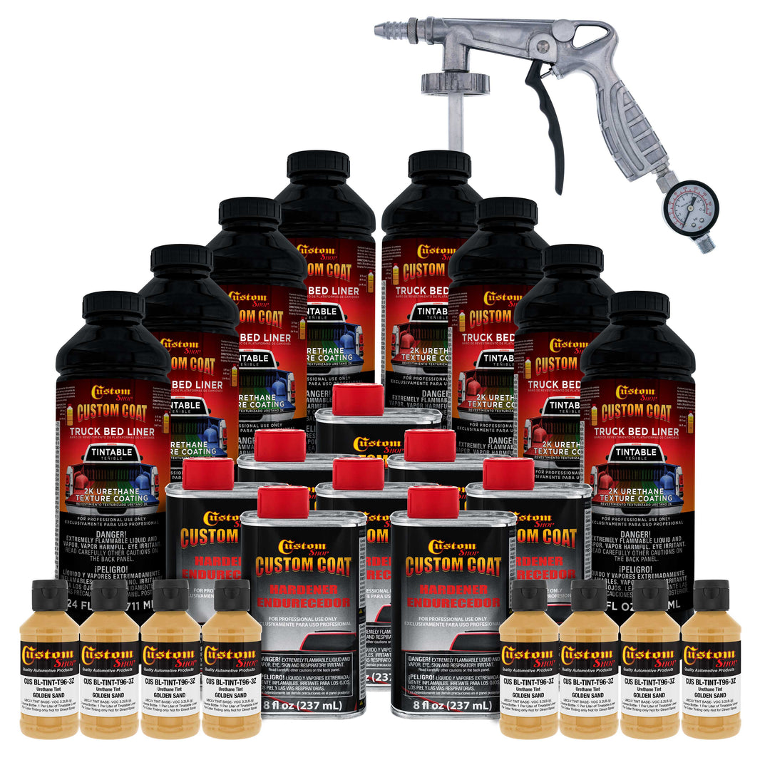 Federal Standard Color #30266 Golden Sand T96 Urethane Spray-On Truck Bed Liner, 2 Gallon Kit with Spray Gun & Regulator - Textured Protective Coating