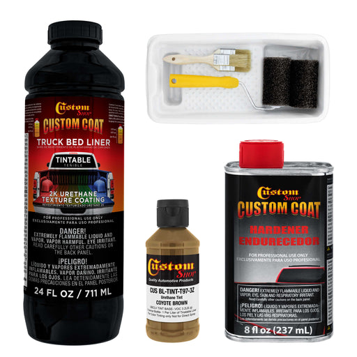 Federal Standard Color #20150 Coyote Brown T97 Urethane Roll-On, Brush-On or Spray-On Truck Bed Liner, 1 Quart Kit with Roller Applicator Kit