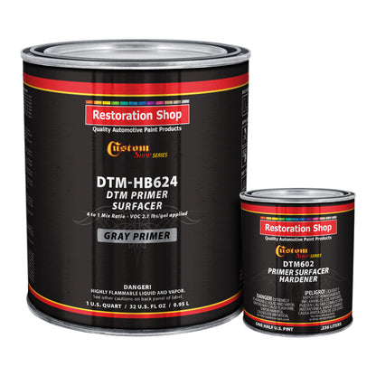 Gray DTM High Build Urethane Primer Surfacer (Direct to Metal) 2.1 VOC, 1-1/4 Quart Kit - Fast Dry High-Performance Primer - Automotive and