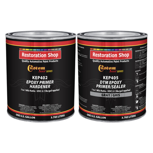 Gray Epoxy Primer & Sealer 2.1 VOC (2-Gallon Kit) Anti-Corrosive DTM High-Performance Primer for Automotive & Industrial Use - Includes Hardener