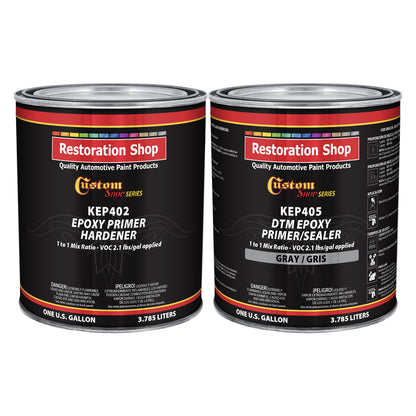 Gray Epoxy Primer & Sealer 2.1 VOC (2-Gallon Kit) Anti-Corrosive DTM High-Performance Primer for Automotive & Industrial Use - 2 Sparyable Gallons