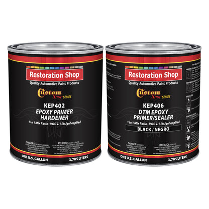 Black Epoxy Primer & Sealer 2.1 VOC (2-Gallon Kit) Anti-Corrosive DTM High-Performance Primer for Automotive & Industrial Use - 2 Sprayable Gallons
