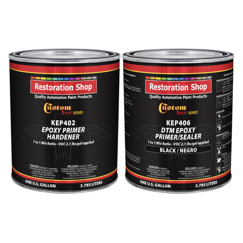 Black Epoxy Primer & Sealer 2.1 VOC (2-Gallon Kit) Anti-Corrosive DTM High-Performance Primer for Automotive & Industrial Use - Includes Hardener