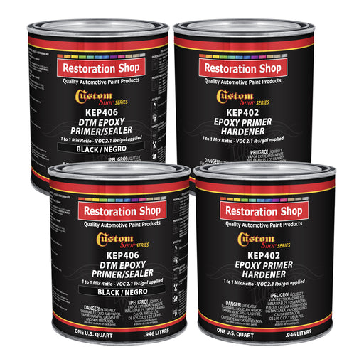 Black Epoxy Primer & Sealer 2.1 VOC (Gallon Kit) Anti-Corrosive DTM High-Performance Primer for Automotive & Industrial Use - Includes Hardener