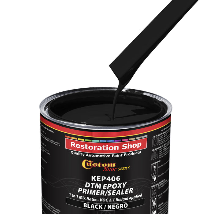 Black Epoxy Primer & Sealer 2.1 VOC (Gallon Kit) Anti-Corrosive DTM High-Performance Primer for Automotive & Industrial Use - Includes Hardener