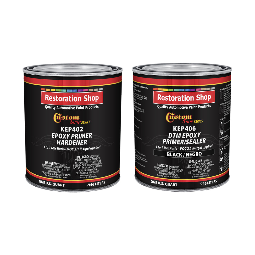 Black Epoxy Primer & Sealer 2.1 VOC (1/2 Gallon Kit) Anti-Corrosive DTM High-Performance Primer for Automotive & Industrial Use - 1 Sprayable Half