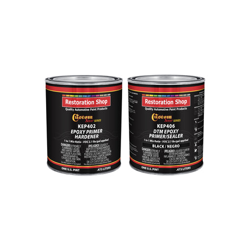 Black Epoxy Primer & Sealer 2.1 VOC (1 Quart Kit) Anti-Corrosive DTM High-Performance Primer for Automotive & Industrial Use - Includes Hardener