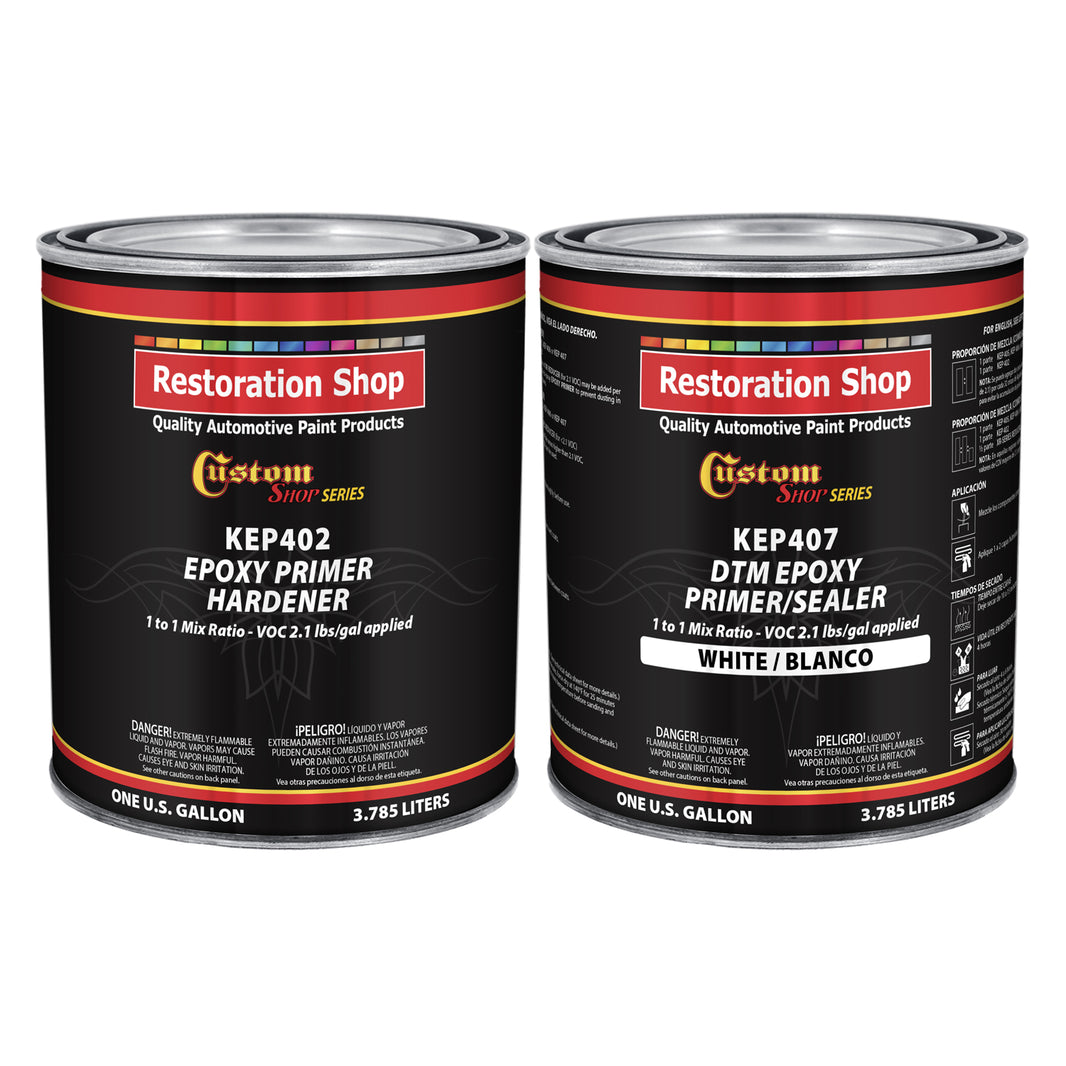 White Epoxy Primer & Sealer 2.1 VOC (2 Gallon Kit) Anti-Corrosive DTM High-Performance Primer for Automotive & Industrial Use - 2 Sprayable Gallons