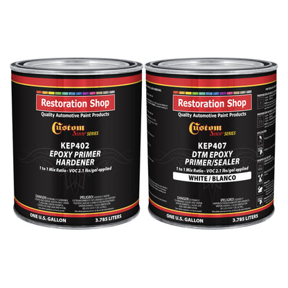 White Epoxy Primer & Sealer 2.1 VOC (2 Gallon Kit) Anti-Corrosive DTM High-Performance Primer for Automotive & Industrial Use - 2 Sprayable Gallons