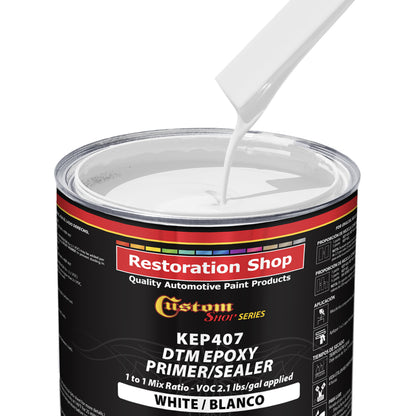 White Epoxy Primer & Sealer 2.1 VOC (Gallon Kit) Anti-Corrosive DTM High-Performance Primer for Automotive & Industrial Use - 1 Sprayable Gallon