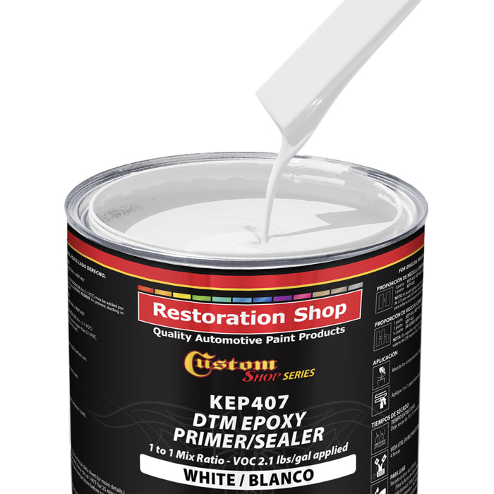 White Epoxy Primer & Sealer 2.1 VOC (Gallon Kit) Anti-Corrosive DTM High-Performance Primer for Automotive & Industrial Use - 1 Sprayable Gallon