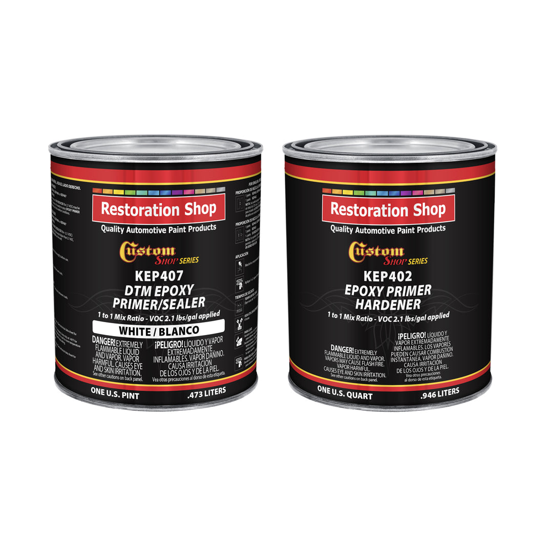 White Epoxy Primer & Sealer 2.1 VOC (1/2 Gallon Kit) Anti-Corrosive DTM High-Performance Primer for Automotive & Industrial Use - 1 Sprayable Half