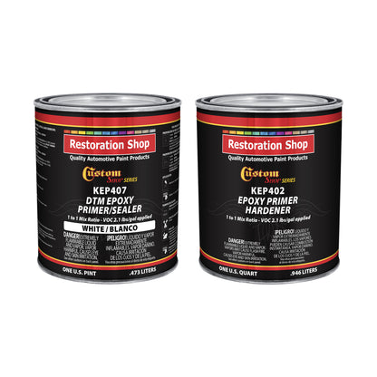 White Epoxy Primer & Sealer 2.1 VOC (1/2 Gallon Kit) Anti-Corrosive DTM High-Performance Primer for Automotive & Industrial Use - 1 Sprayable Half