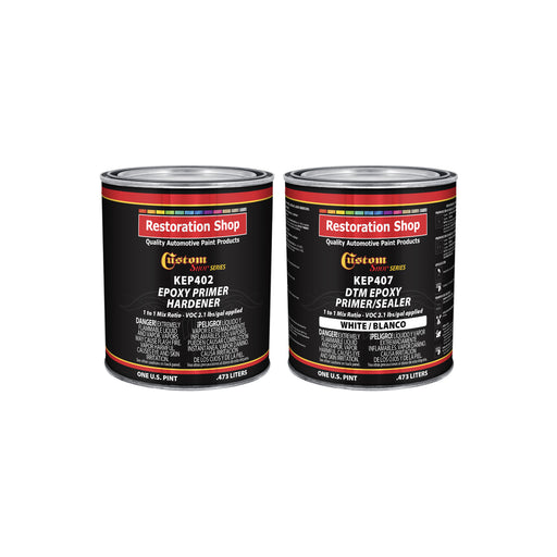 White Epoxy Primer & Sealer 2.1 VOC (1 Quart Kit) Anti-Corrosive DTM High-Performance Primer for Automotive & Industrial Use - Includes Hardener