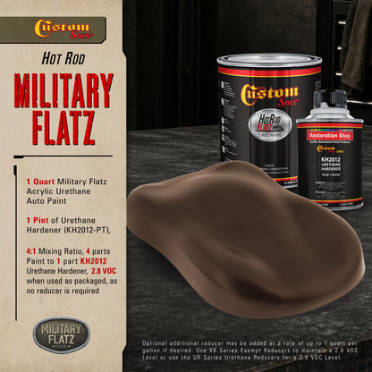 Military Flatz 595-30051 Camo Brown - 2K Urethane Flat Automotive Paint - Quart Kit