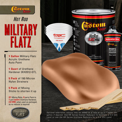 Military Flatz 595-30215 Light Brown - 2K Urethane Flat Automotive Paint - Gallon Kit