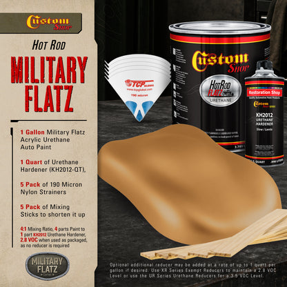 Military Flatz 595-30257 Earth Yellow - 2K Urethane Flat Automotive Paint - Gallon Kit