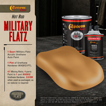 Military Flatz 595-30257 Earth Yellow - 2K Urethane Flat Automotive Paint - Quart Kit