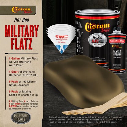 Military Flatz 595-33070 WWII Olive Drab - 2K Urethane Flat Automotive Paint - Gallon Kit