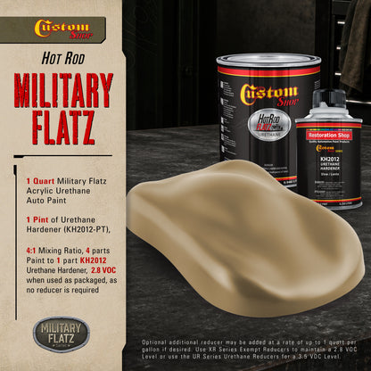 Military Flatz 595-33303 Khaki - 2K Urethane Flat Automotive Paint - Quart Kit