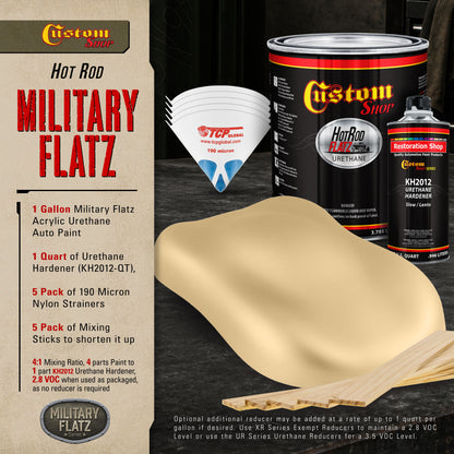 Military Flatz 595-33446 Desert Tan - 2K Urethane Flat Automotive Paint - Gallon Kit