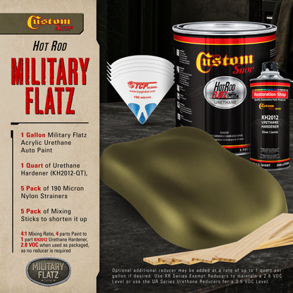 Military Flatz 595-34089 Olive Green - 2K Urethane Flat Automotive Paint - Gallon Kit