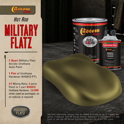 Military Flatz 595-34089 Olive Green - 2K Urethane Flat Automotive Paint - Quart Kit