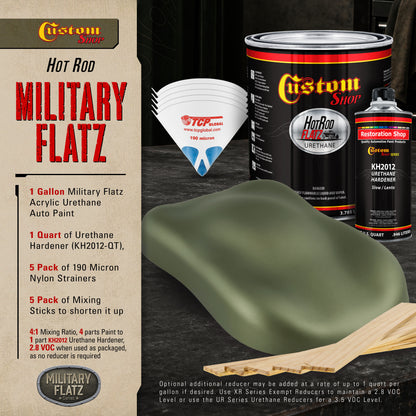 Military Flatz 595-34094 Olive Drab - 2K Urethane Flat Automotive Paint - Gallon Kit