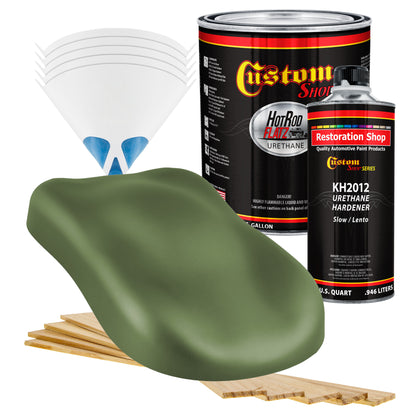Military Flatz 595-34128 Woodland Green - 2K Urethane Flat Automotive Paint - Gallon Kit