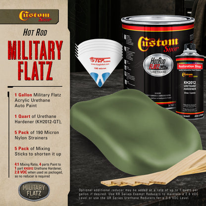 Military Flatz 595-34128 Woodland Green - 2K Urethane Flat Automotive Paint - Gallon Kit