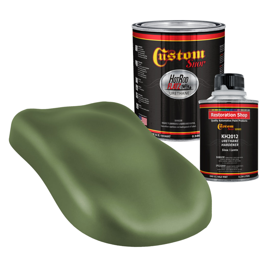 Military Flatz 595-34128 Woodland Green - 2K Urethane Flat Automotive Paint - Quart Kit