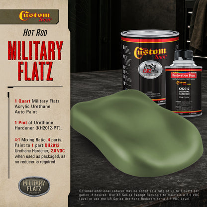 Military Flatz 595-34128 Woodland Green - 2K Urethane Flat Automotive Paint - Quart Kit