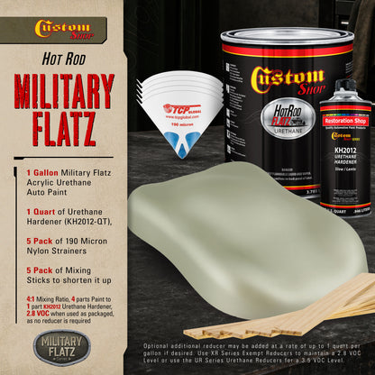 Military Flatz 595-34432 Army Gray Green - 2K Urethane Flat Automotive Paint - Gallon Kit