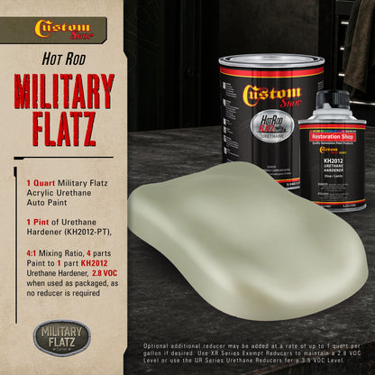 Military Flatz 595-34432 Army Gray Green - 2K Urethane Flat Automotive Paint - Quart Kit
