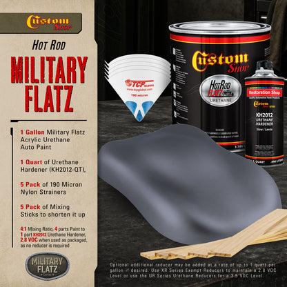 Military Flatz 595-36118 Battleship Gray - 2K Urethane Flat Automotive Paint - Gallon Kit