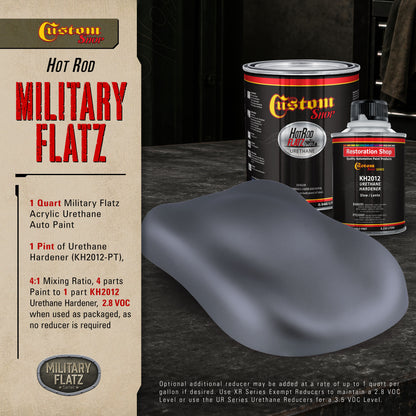 Military Flatz 595-36118 Battleship Gray - 2K Urethane Flat Automotive Paint - Quart Kit