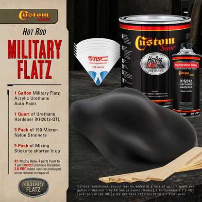 Military Flatz 595-37030 Black - 2K Urethane Flat Automotive Paint - Gallon - Kit