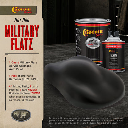 Military Flatz 595-37030 Black - 2K Urethane Flat Automotive Paint - Quart Kit