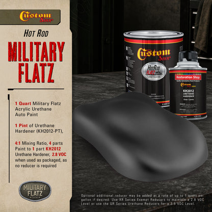 Military Flatz 595-37031 Camo Smoke Black - 2K Urethane Flat Automotive Paint - Quart Kit