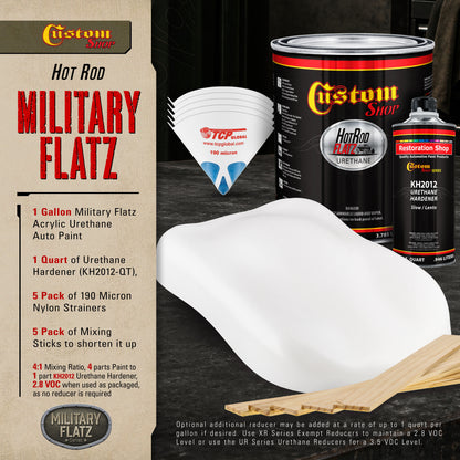 Military Flatz 595-37925 White - 2K Urethane Flat Automotive Paint - Gallon - Kit