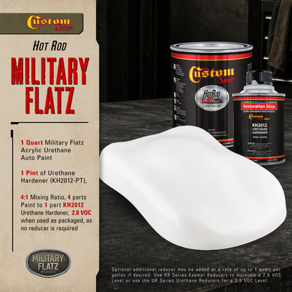 Military Flatz 595-37925 White - 2K Urethane Flat Automotive Paint - Quart Kit