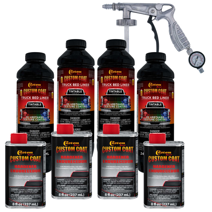 Tintable Base Only 1 Gallon Urethane Spray-On Truck Bed Liner Kit with Spray Gun & Regulator - Easily Mix, Shake & Shoot - Textured Protective Coating