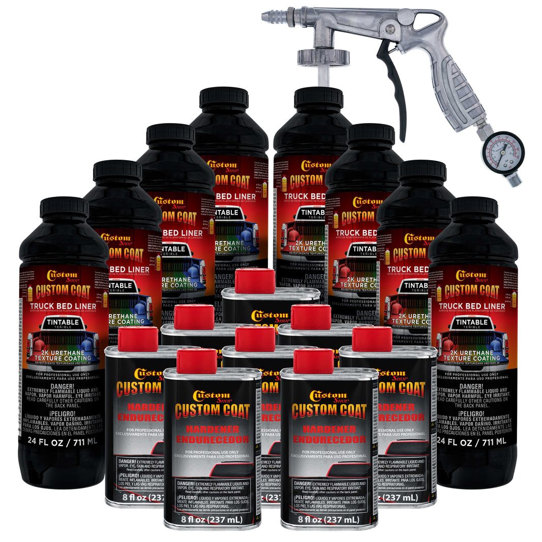 Tintable Base Only - 2 Gallon Urethane Spray-On Truck Bed Liner Kit with Spray Gun & Regulator - Easily -Textured Protective Coating