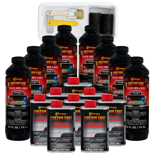Tintable Base Only 2 Gallon Urethane Roll-On, Brush-On or Spray-On Truck Bed Liner Kit with Roller and Brush Applicator Kit - 3:1 Mix Ratio