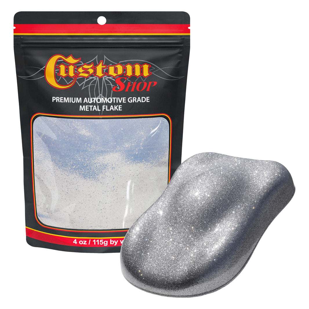 Metal Flake for Automotive Paint, Chrome Silver, 4oz Large .025" Metal Flakes for Car Paint, UV Resistant Glitter Paints Additive for Epoxy Resin &
