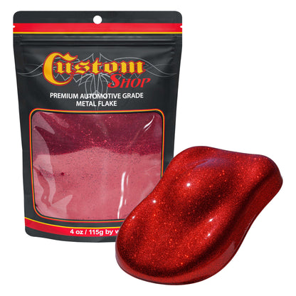 Metal Flake for Automotive Paint, Fire Red, 4oz Large .025" Metal Flakes for Car Paint, UV Resistant Glitter Paints Additive for Epoxy Resin & Custom