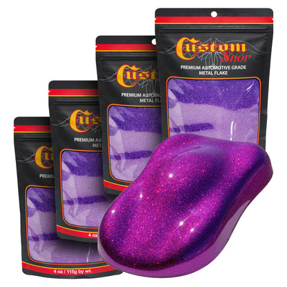Metal Flake for Automotive Paint, Deep Purple, 4oz (4 Pack) 16oz Total, Large .025" Metal Flakes for Car Paints, UV Resistant Glitter Paint Additive